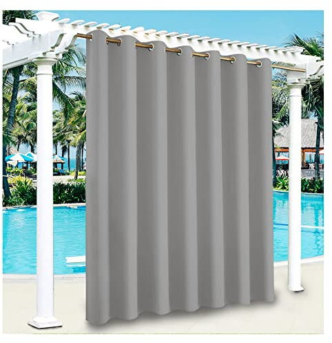 YEVENR Rideau d' extérieur Extra Large Imperméable Protection Solaire Coupe Vent Brise-Vue latéral pour Balcon terrasse Pergola Cabanon Jardin Gazebo Pavillon Rideaux Gris 1 PCS,302 * 213cm(W*L)