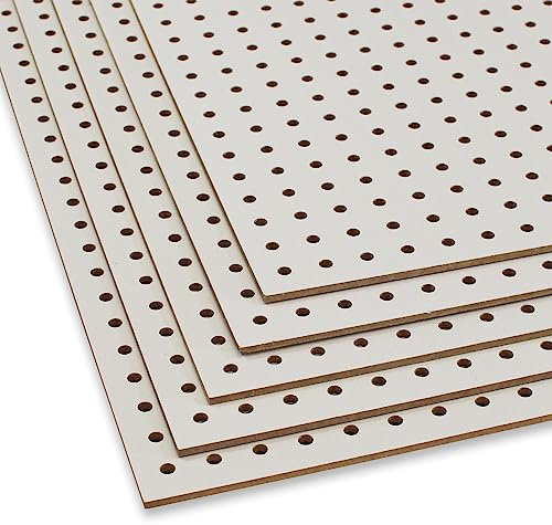 Peggy´s PEGBOARD Mini Lochwand aus Holz (MDF) 50 x 40 x 0,3 cm - Lochung Ø5 mm Abstand 15 mm - weiß lackiert - Made in Germany … (10)