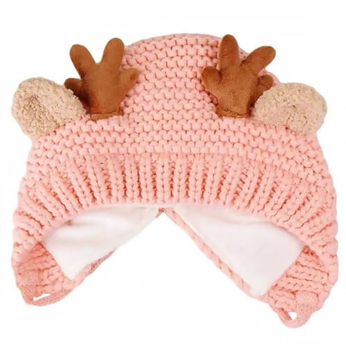 SOIMISS Hut 1 Stück Weihnachtsgeweihmütze Baby-Wintermütze Rentier-Strickmütze Weihnachts-Hirschmütze Rosa Schöne Babymütze Weihnachtsstrickmütze Für Babygarn Baby Strickmütze