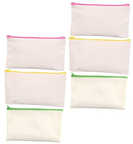 VILLCASE 6st DIY Leere Feder Mäppchen Reißverschluss Stiftbehälter Selber Machen Graffiti-DIY-federmäppchen Verschleißfestes Stiftetui Stift-Organizer Student Leinentasche Stoff Bleistift