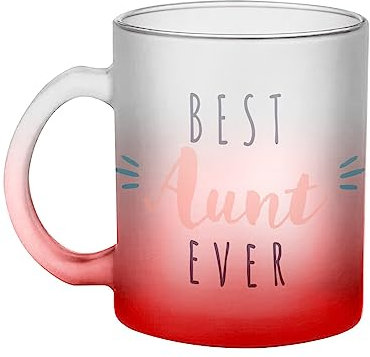 Mug en Verre Rouge - Best Aunt Ever Auntie Family