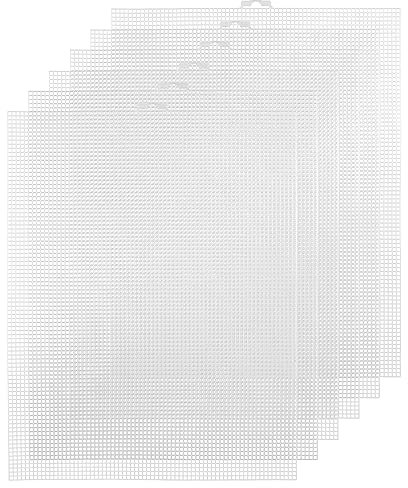 6 Stück Kreuzstich Kunststoffgitter zum Sticken, 34,3x26,5cm 7 CT Mesh Canvas Sheets Plastic Canvas Kreuzstich Aida Kunststoff Stramin zum Sticken & Basteln (Weiß)