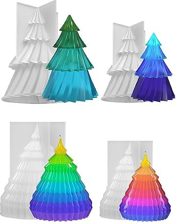 XNSHUN 3D Weihnachtsbaum Kerzengießform, 4 Stück Weihnacht DIY Silikonform Gießformen, Schneeflocke Kerzenform Für Die Herstellung Von Kerzen Weihnachten Party Dekoration