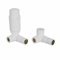 NRG White Corner Thermostatic Valve Bathroom Towel Rail Radiator Valves with Free Lockshield Valve