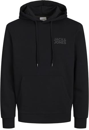 JACK & JONES Mens Jjecorp Logo Noos Hooded Sweatshirt, Black, L UK