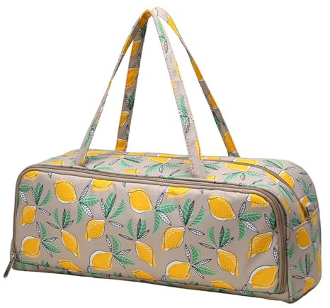 Coopay Knitting Bags for Wool and Needles Storage, Knitting Bag with Pin Case, Zipper Compartment for Up to 40cm Knitting Needles, Knitting Project Storage Travel Bag, Large Yarn Holder, Lemon