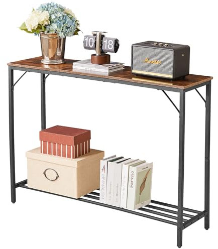 YMYNY Consolle Ingresso, Tavolo Console Stretto, Piccolo Tavolo per Decorazioni, Tavolino da Divano, Corridoio, Soggiorno, Ufficio, Assemblaggio Semplice, 107 x 30 x 78CM Marrone Vintage HST006H