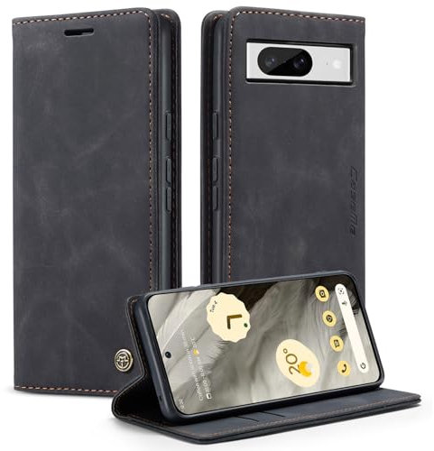 Cracedily Funda para Google Pixel 8 Case, Carcasa Protectora Antigolpes Case, Soporte Plegable, Ranura para Tarjeta, Cover Cuero PU Carcasa Google Pixel 8, Negro