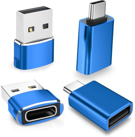 BASESAILOR USB to USB C Adapter with USB C Male to USB A Female 3.0 4-Pack,Thunderbolt 4 3 OTG Charger Converter for MacBook,iPhone 16 15 14 13 Plus Pro Max,iPad Air Mini,Samsung Galaxy S23 S22 Ultra
