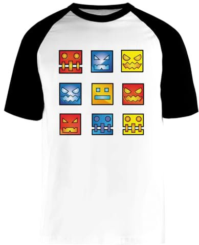 Geometrie Dash Symbol Gesicht Weißes Unisex-Baseball-T-Shirt Mit Kurzen Ärmeln