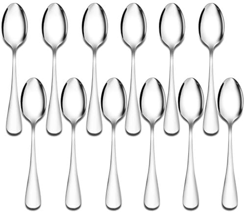 CoKeeSun 12 Pezzi Cucchiaini da Caffè, 12.5cm Cucchiaino da Tè in Acciaio Inox, Cucchiaini per Caffe, Dessert, Gelato, Argento, Lucida a Specchio, Lavabile in Lavastoviglie, per Ristorante Casa