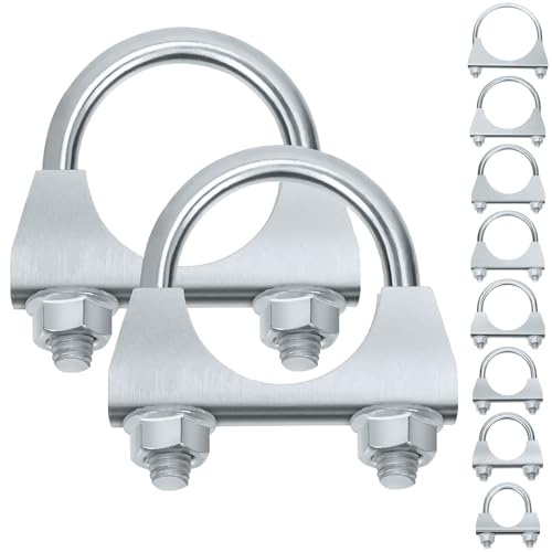 Keadic 2Pcs 1-3/8 Zinc Plated Exhaust U Clamps, Universal Silencer Exhaust Clips, 35mm Saddle Flange Muffer U-Bolt Clamp for 1-3/8 OD Pipe