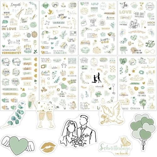 230 Sticker Hochzeit Gästebuch, transparente Aufkleber Hochzeit | Hochzeitssticker für Gästebuch, Fotoalbum und Scrapbook
