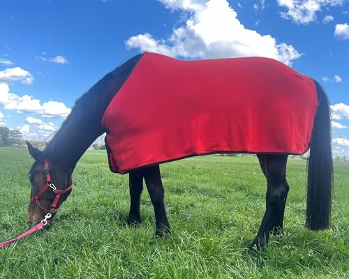 Brama-West Abschwitzdecke Pferd Pferdedecke - Basic Fleecedecke - Atmungsaktiv - Rot, Gr. 135