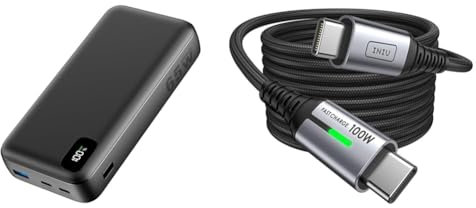 A ADDTOP Power Bank, 65W 20000mAh Powerbank & INIU USB C Kabel, 100W [2m] PD3.0 Schnellladekabel USB C auf USB C