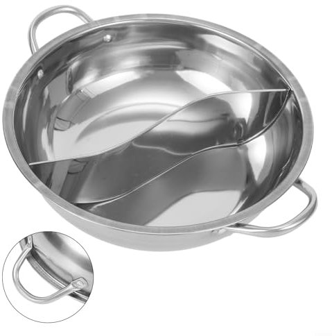 Faitout en acier inoxydable de 28 cm, design à deux compartiments, idéal pour les fêtes entre amis (30 cm)