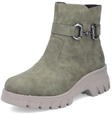 Rieker Damen Plateaustiefeletten 71862, Frauen Stiefeletten,plateauabsatz,gefüttert,Winter,Boots,Stiefel,Bootee,Booties,grün (52),38 EU / 5 UK