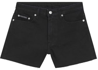 Calvin Klein Damen Jeans Shorts Mom Fit, Schwarz (Denim Black), 32W
