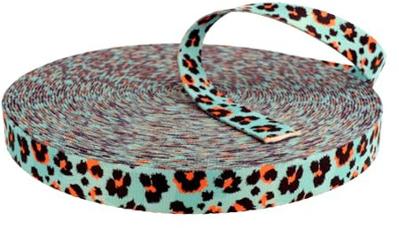 Kacperek - Gurtband Polyester - mit Aufdruck - Stark für DIY Abschleppseile und Gepäckgurt - Gewebeband - Gurtbänder für Taschen, Rucksack Band, Gürtel - 10m Lang - Breite 25mm - Aquaflame