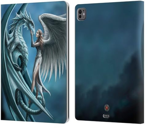 Head Case Designs Licenza Ufficiale Anne Stokes Argentato Amicizia di Drago Custodia Portafoglio in Pelle Compatibile con Apple iPad PRO 13 M4 2024
