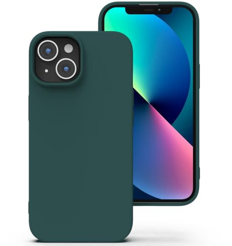 Zuvirelx Glatte Silikon hülle für iPhone 13 Mini, Staubbeständig, Slim, Taschentauglich Handyhülle Cover Case für Apple iPhone 13 Mini - Tiefgrün