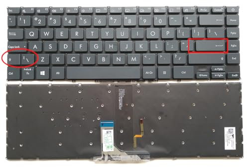 XINDIKBHUB Tastiera retroilluminata per computer portatile Asus ZenBook UX325 UX325E UX325EA UX325J inglese-grigio -L enter key