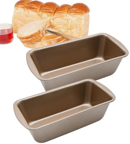 2 moldes de acero inoxidable para panadería, 19 x 9 x 5 cm, forma de caja pequeña, molde para tartas, molde rectangular para pan, pan con revestimiento antiadherente, moldes para hornear para horno,