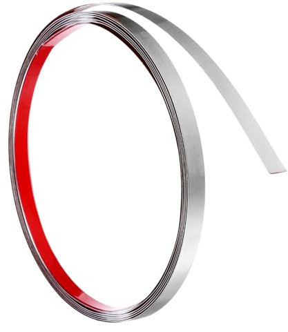 QUARKZMAN Baguette de Finition Murale, 9,8 Pieds x 0,39 Pouce en Acier Inoxydable, Bande de Finition Auto-Adhésive en Métal Brossé Métallisé pour Décoration DIY à la Maison, Argent