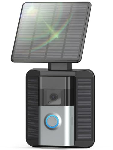 Doorbell Solar Charger Compatible for Video Doorbell 3/3 Plus/4/Battery Doorbell Plus/Battery Doorbell Pro (U-Shaped Port), QIBOX 2.9W Adjustable Efficient Solar Panel Mount for Doorbell Camera