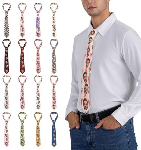 LSDINDF Personalisierte Foto-Krawatte, Personalisierte Gesichtskrawatten für Männer, Lustige Krawatten, personalisierte Geschenke für Männer, Väter und Ehemänner