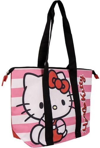 CERDÁ LIFE'S LITTLE MOMENTS Große Strandtasche Hello Kitty – Wasserdicht, Leicht und Robust – Strandtasche mit Viel Stauraum und Taschen, Ideal für Urlaub, Pool und Reisen.