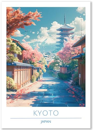 Happymotive – Kyoto Japan Poster Deko Schlafzimmer | Wanddeko & Wandbilder Wohnzimmer | Aesthetic Room Decor | Bilder & Kunstdrucke in A2 40x60, A3 30x40, A4 20x30 300g Papier ohne Rahmen