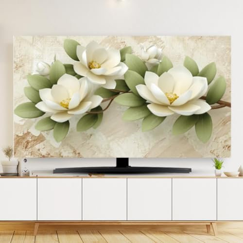 HSTANGKY Innenräume TV Abdeckung TV Staubschutzhülle Rutschfester TV Bildschirmschutz Moderne Weiche Gebogene Bildschirmabdeckung LCD/LED TV Display Abdeckung- flower4||45-48（110X65cm）