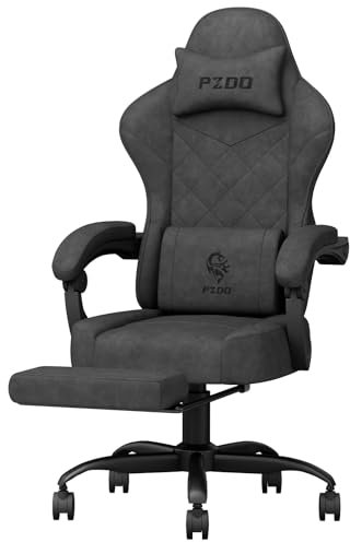 Meesus Gaming Chair, Gaming Chair for Adults, Computer Chairs with Footrest, Lumbar Support, Fabric Gamer Chair, High Back PC Chair Ergonomic Office Chairs, Recliner, 350LBS, Teens, Black