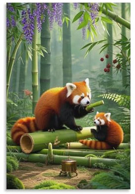 QQZNFTBVF Red Panda Poster Artwork Canvas Prints Picture Modern Canvas Wall Art Picture Wall Hanging for Dining Room Kitchen Home Office Decor 08x12inch(20x30cm)