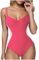Maillot De Bain Femme 1 Pieces Gainant Ventre Plat Pas Cher Soldes Maillots Une Pièce Push Up Rembourré Maillot De Bain Slim à Col en V Swimsuit One-Piece à Protection Solaire