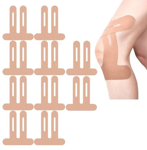 10 Stück Sport Tape, Vorgeschnittener Muskelpatch-Knieschoner, Knie Tape Bandage Knie Stabilisierung, Gittertape für Knie, Wasserfestes Elastisches Tape für Knieschmerzen (Complexion)