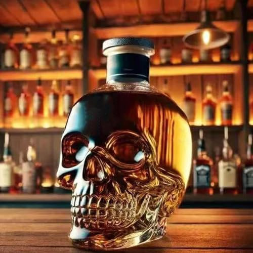 Art Statue - 300ML Whiskey Decanter Bottle - Funny Animal Whiskey Decanter Statue, 2025 New Unique Glass Wine Bottle Set, Whiskey Animal Decor Sculpture, for Men/Dad/Husband Accessories(Skull)