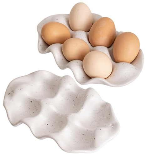 Ceramic 6-Grid Egg Holder, Minimalist Countertop Storage Tray for Kitchen Fridge