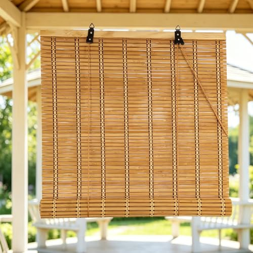 50x190cm Persiana Enrollable de Bambú para Exterior Personalizable | Natural Persianas Romanas Estor Enrollable de Protectora Solar,Cortina Parasol para Puertas o Ventanas