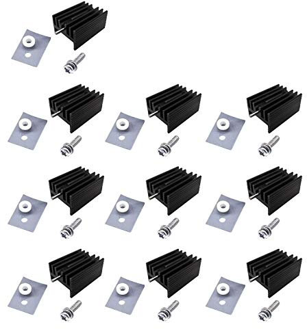 Easycargo 10 Packs TO-220 Kühlkörper + Isolator/Montagesätze für LM317 LM317t L7805 L7812 L78XX Spannungsregler, IRF Z44N 3205 520N 630 1404 MOSFET-Transistor (20mm x 15mm x 11mm)
