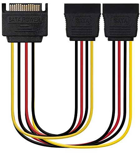Nanocable 10.19.0103 - SATA Stromkabel SATA/M-2xSATA/H, männlich-2x weiblich, 20 cms