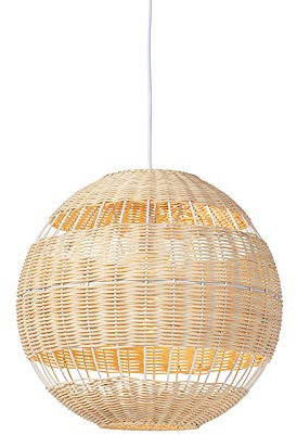 Qazqa - Art Deco Pendelleuchte I Esstisch I Esszimmer I Pendellampe I Hängelampe I Pendellampe I Pendelleuchte I Lampe I Leuchte im Landhausstil weiß mit Rattan - Rattan I Wohnzimmer I Schlafzimmer -