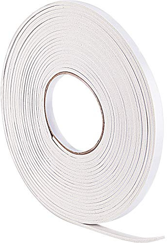 Hestya 1/8 in x 3/8 in x 32.8 ft Foam Draught Excluder Weather Strip Tape Weatherstrip Weather Seals for Door, Soundproofing Door Seal, Weatherstrip, Air Conditioning Seal Strip(3 mm,White)