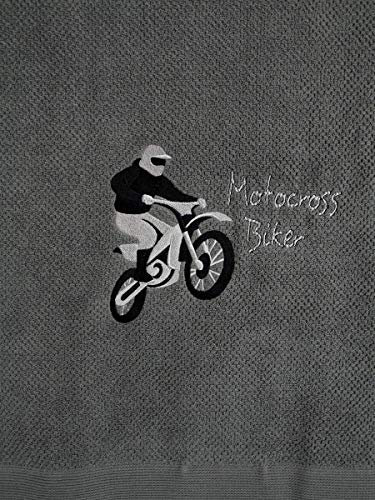 Handtuch bestickt mit Extremsport Motocross Biker personalisiert mit Monogramm Frotteetuch Geschenk - Hochwertige Qualität