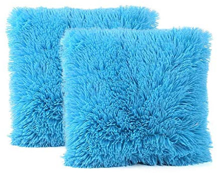 FeiliandaJJ 2er Set Dekorativ Kissenbezug 40x40cm,Einfarbig Plüsch Weich Kopfkissenbezug Kissenhülle,Sofakissenbezüge Pillowcase 16x16 für Couch Wohnzimmer Sofa Bed Auto (Himmelblau)
