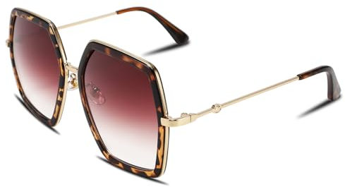 FEISEDY Irregular Sonnenbrille Damen Übergröße Hexagonal Retro Geometrisch Brille mit Metallrahmen B2503
