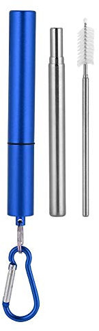 Pajitas Viaje Acero Inoxidable Reutilizables Kit Paja Retráctil Plegable Portátil Con Cepillo Limpieza(2#)
