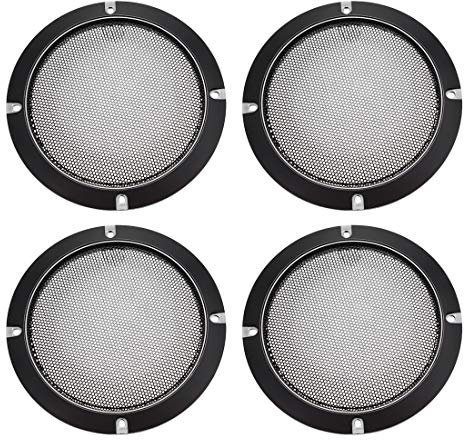 sourcing map Altavoz Rejilla Cubierta 5 Pulgada 153mm Malla Decorativa Círculo Subwoofer Guardia Protector Negro 4 Piezas