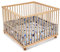 FabiMax Baby Laufgitter 100x100 Natur, stufenlos höhenverstellbar, mit Schlupfsprossen, Laufstall aus massivem Buchenholz (Blaue Sterne)